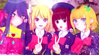 与 OSHI NO KO GIRLS  未经审查的动漫的内射合辑