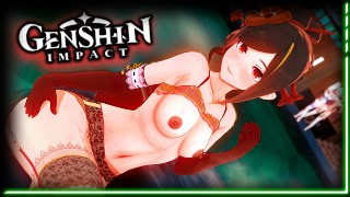 Genshin  Chiori 活泼的色情紧绷的身体被砸碎 |动漫 Hentai r34 JOI 日本性爱