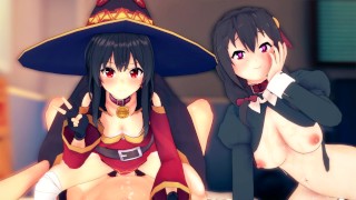 THREESOME WITH MEGUMIN AND YUNYUN  KONOSUBA HENTAI