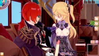 3D/动漫/无尽。Genshin Impact:Fischl 被 Diluc 生操和中出!!