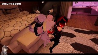 性感魅魔在两个害羞的 Subby Femboys VRChat 上跳舞