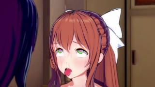 尤里和莫妮卡在俱乐部里共用一只公鸡!(视角)(3D无尽)(Doki Doki文学俱乐部)