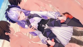 【ゼンレスゾーンゼロ 薇薇安】海滩上的户外群交 3D 色情动画。