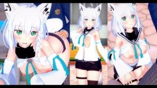[无尽游戏 Koikatsu ! ] 与 VTuber 发生性关系 大山雀 Shirakami Fubuki。 3DCG 色情动漫视频。