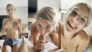 Curious Teen Step Sister 尝试Giving口活并最终进行面部护理!