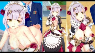 [无尽游戏 Koikatsu ! ] 与 Genshin Impact 发生性关系 大山雀 Noelle。 3DCG 色情动漫视频。