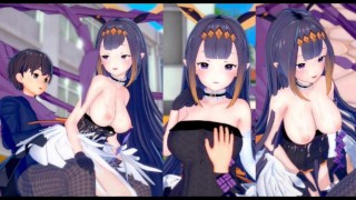 [无尽游戏 Koikatsu ! ] 与 VTuber 发生性关系 大山雀 Ninomae Ina'nis。 3DCG 色情动漫视频。