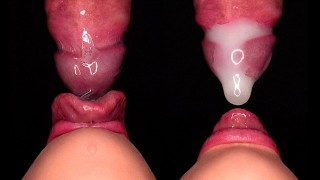 特写:最好的底视图避孕套口活!她打破了避孕套,开始玩精液!ASMR 4K