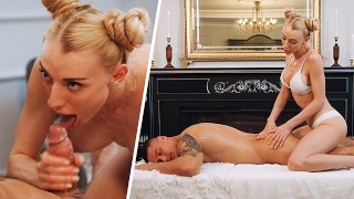 得到了热情而温柔的按摩,并在女友的嘴里射精