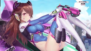 守望先锋 d.va 手淫和 cum 硬与玩具