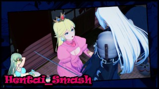 Sephiroth他妈的公主桃,暨在她的阴户内-Super Smash Bros. Hentai