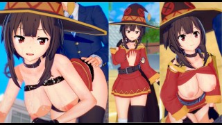 [无尽游戏 Koikatsu ! ] 与 KonoSuba 发生性关系 大山雀 Megumin。 3DCG 色情动漫视频。
